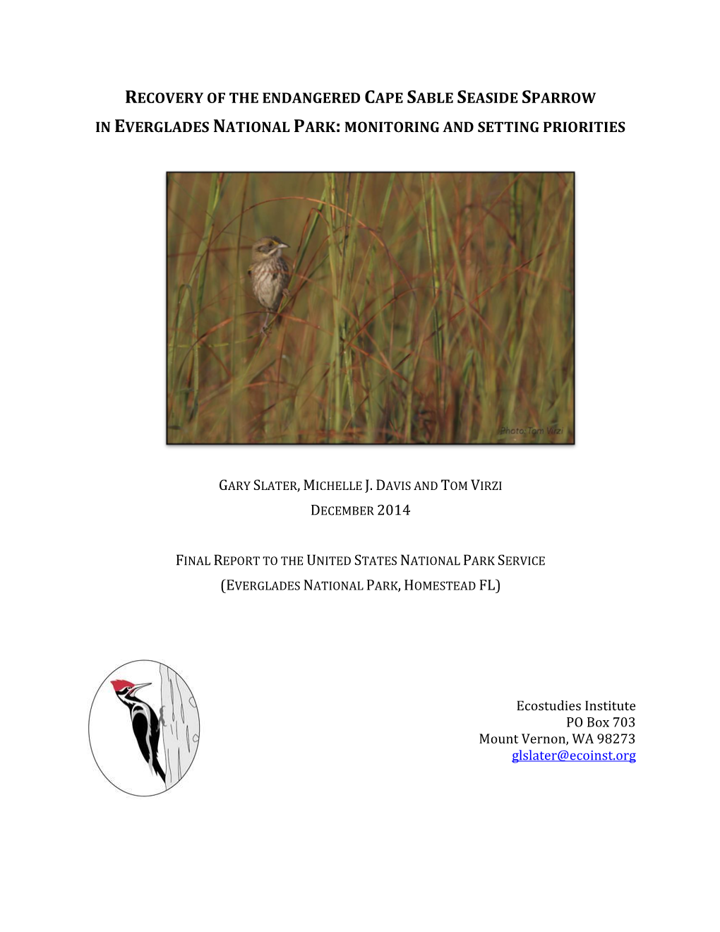 Recovery of the Endangered Cape Sable Seaside Sparrow in Everglades National Park: Monitoring and Setting Priorities