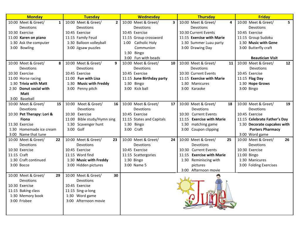 Individual Activities & Coffee Club 6:30 Am - 10:00 Am & 4:00 Pm - 5:30 Pm s1