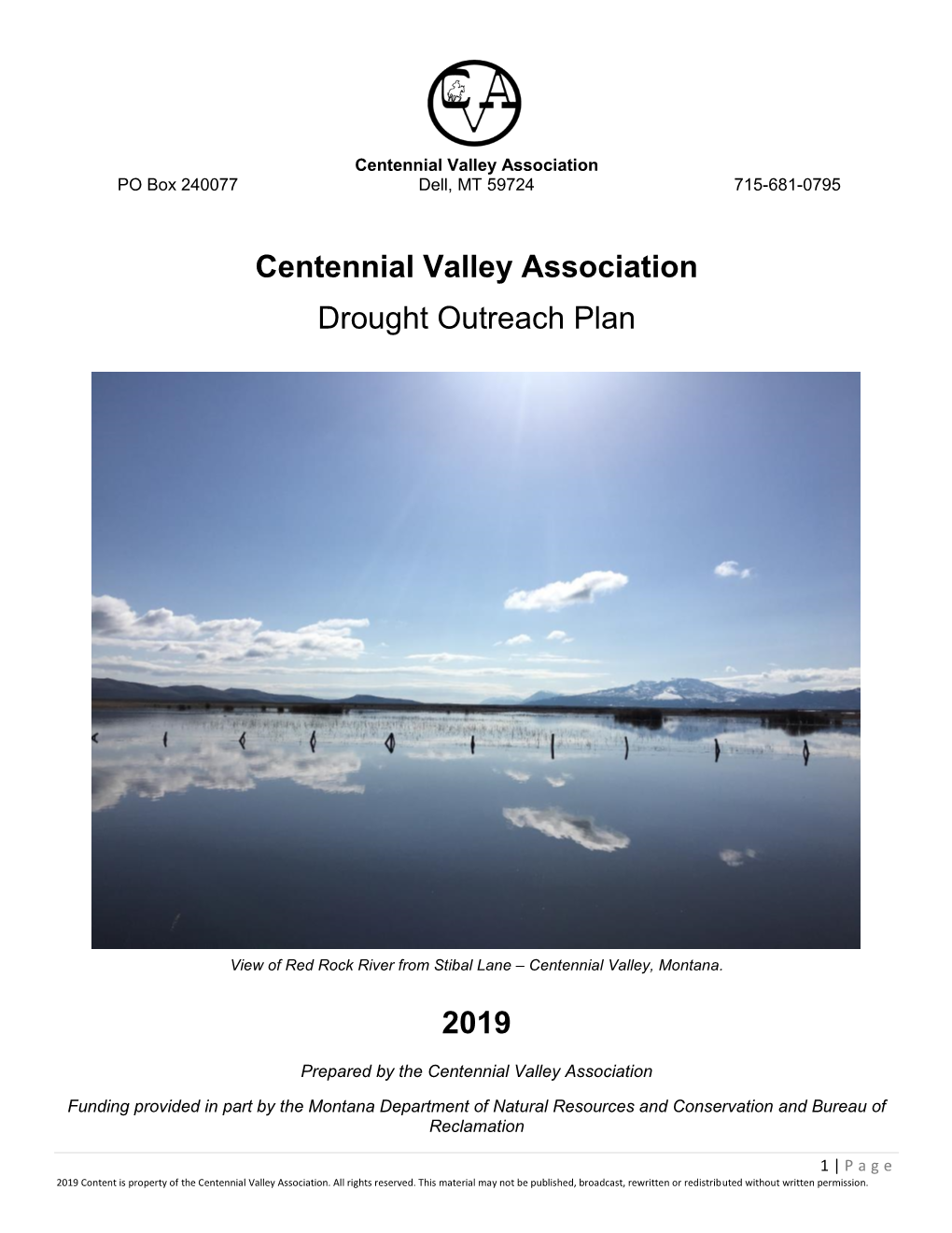 Centennial Valley Association Drought Outreach Plan 2019