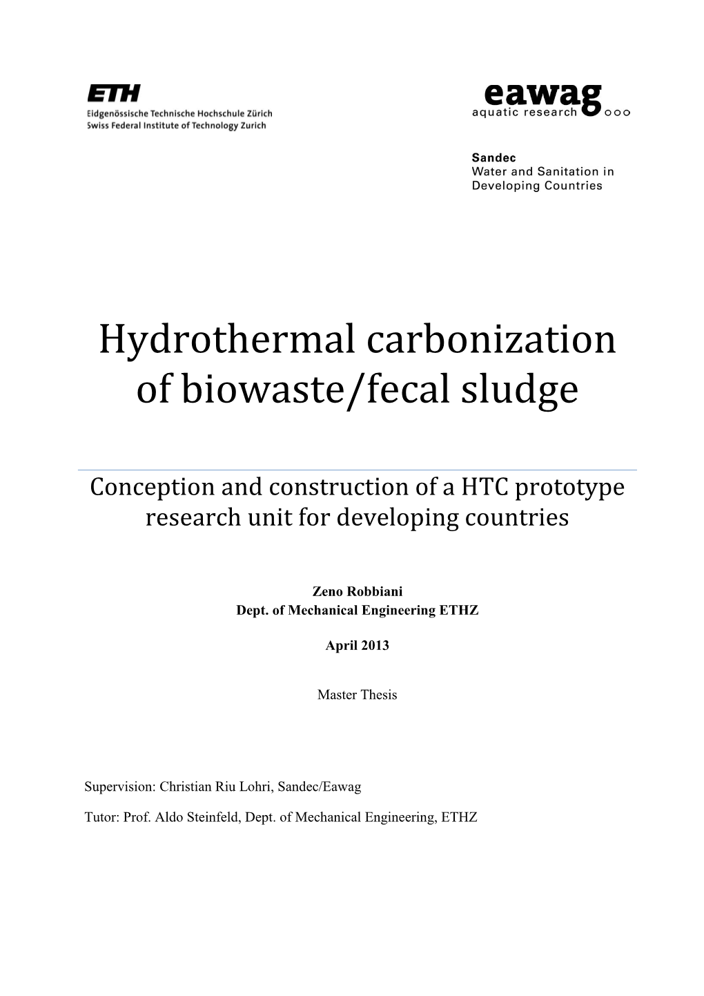 Hydrothermal Carbonization of Biowaste/Fecal Sludge