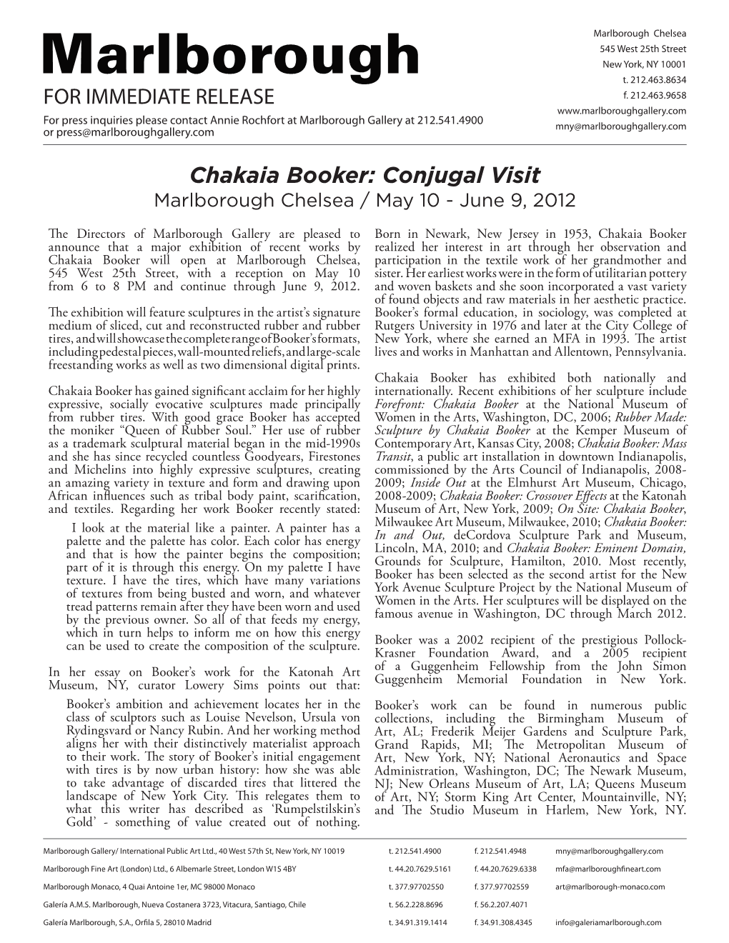 Chakaia Booker: Conjugal Visit Marlborough Chelsea / May 10 - June 9, 2012