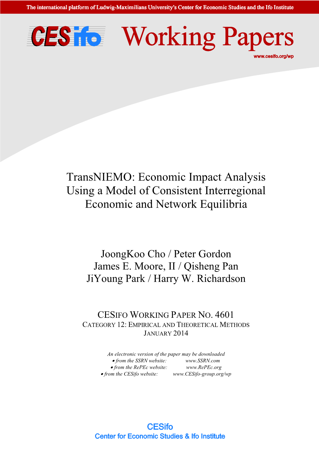 Transniemo: Economic Impact Analysis Using a Model of Consistent Interregional Economic and Network Equilibria