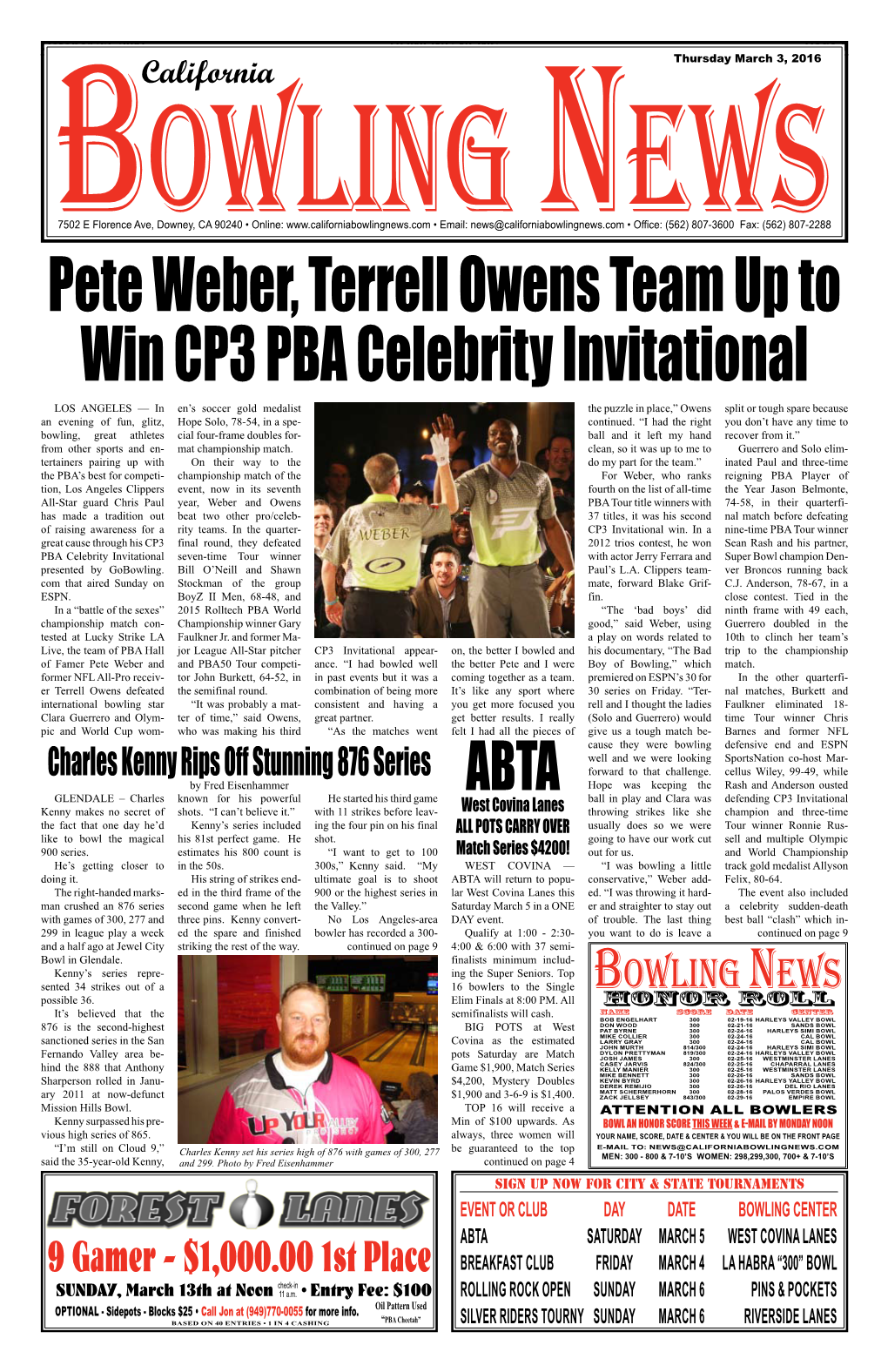 Pete Weber, Terrell Owens Team up to Win Cp3 Pba Celebrity Invitational
