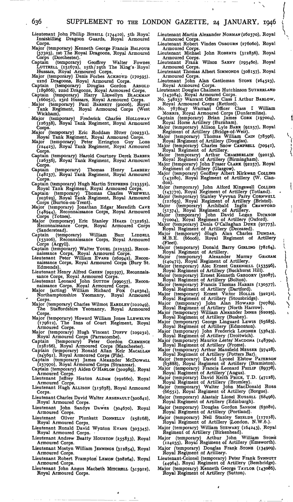 Supplement to the London Gazette, 24 January, 1946