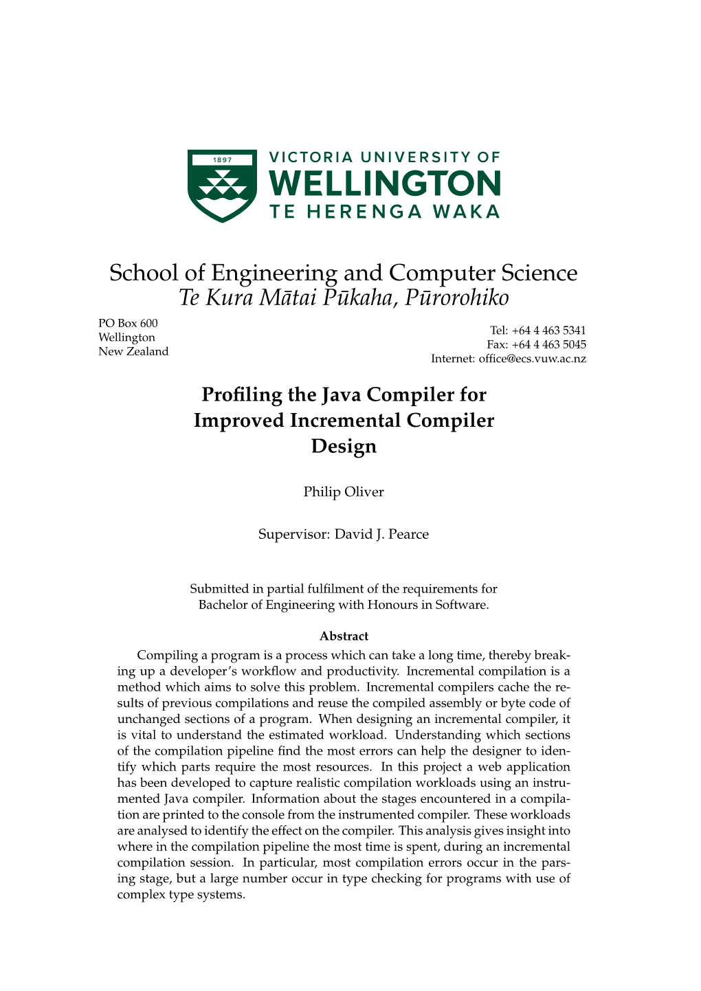 School of Engineering and Computer Science Te