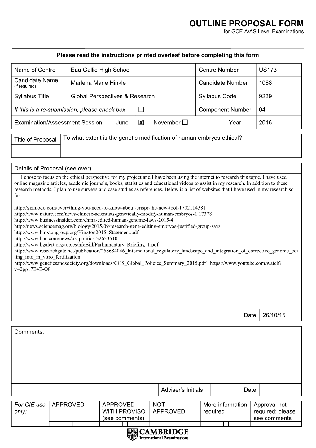 Please Read the Instructions Printed Overleaf Before Completing This Form