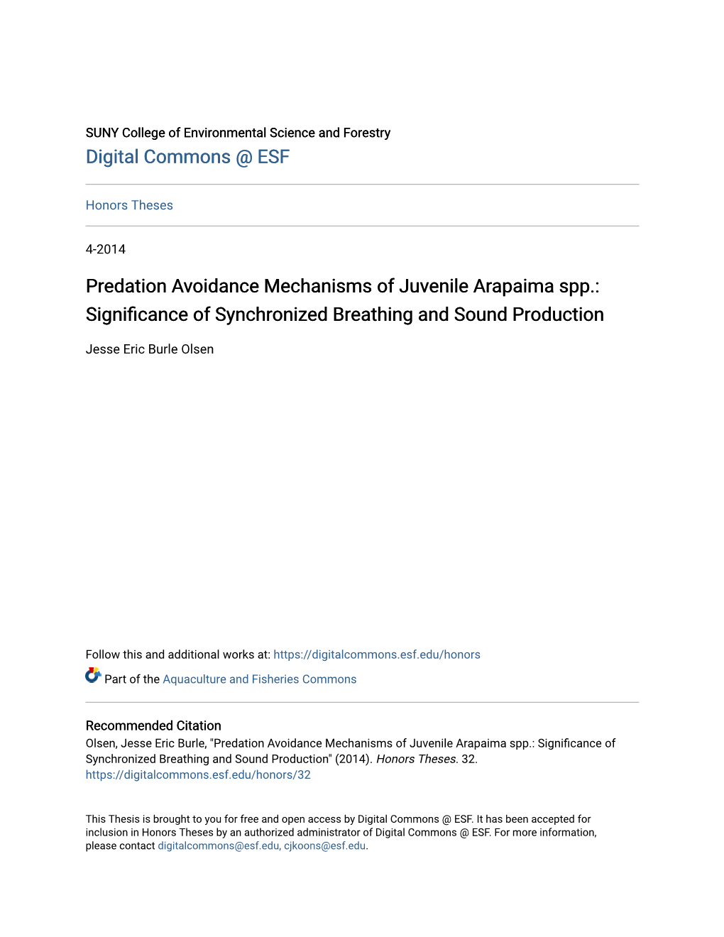 Predation Avoidance Mechanisms of Juvenile Arapaima Spp.: Significance of Synchronized Breathing and Sound Production