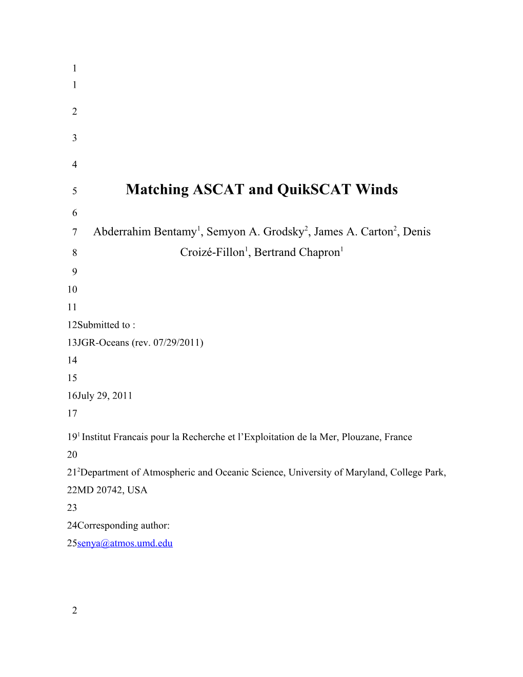 Difference Between Collocated ASCAT And Quikscat Surface Wind Retrievals