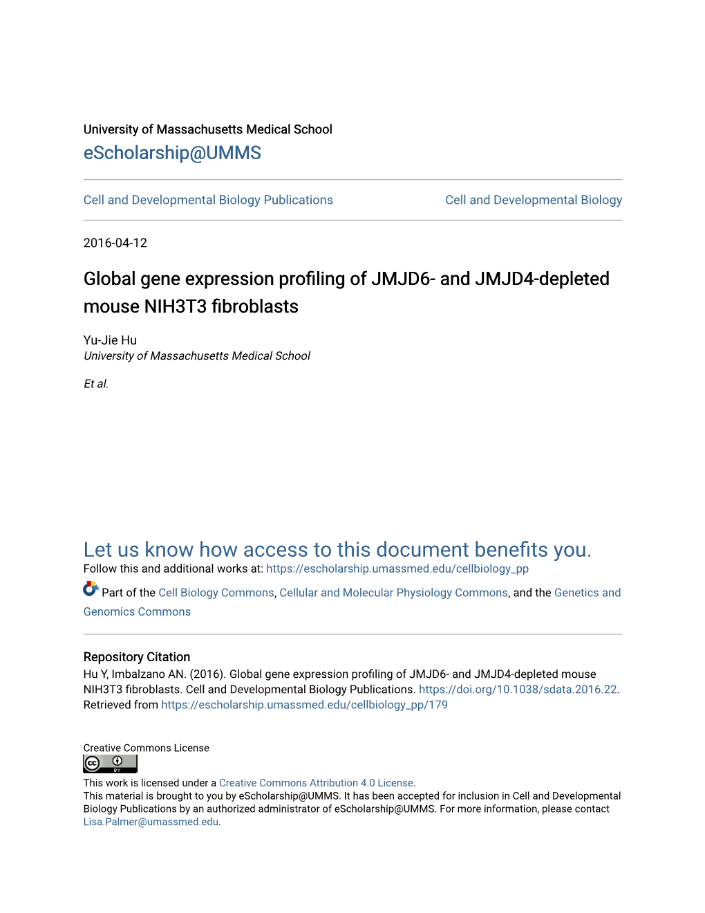 Global Gene Expression Profiling of JMJD6- and JMJD4-Depleted Mouse NIH3T3 Fibroblasts
