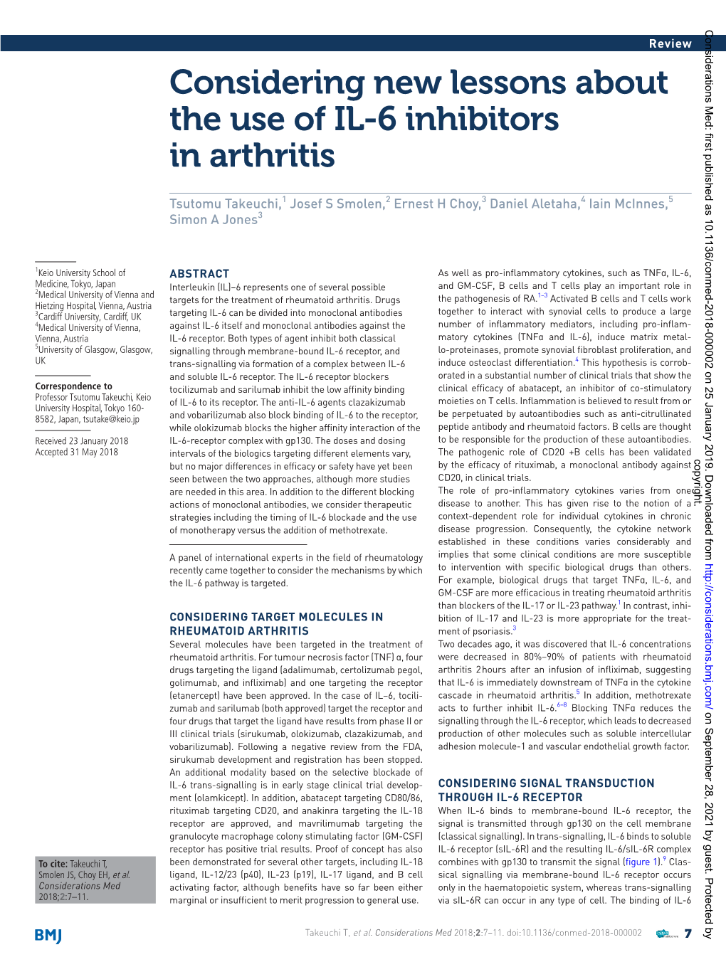 Considering New Lessons About the Use of IL-6 Inhibitors in Arthritis
