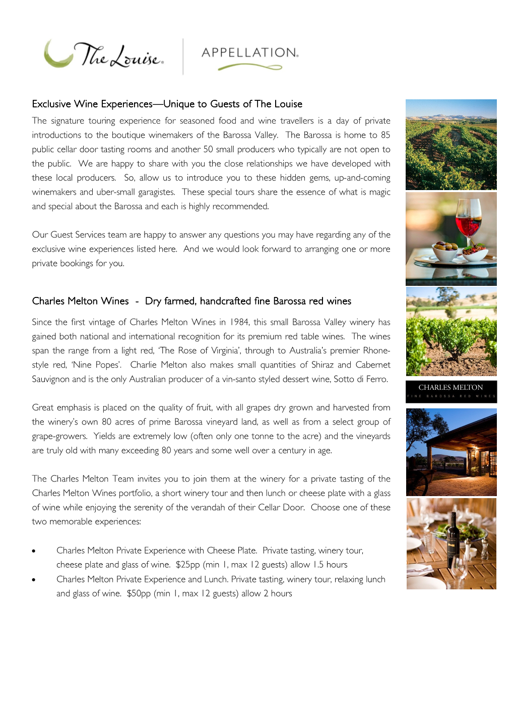 The Louise Exclusive Wine Experiences 2012 2013 Updated