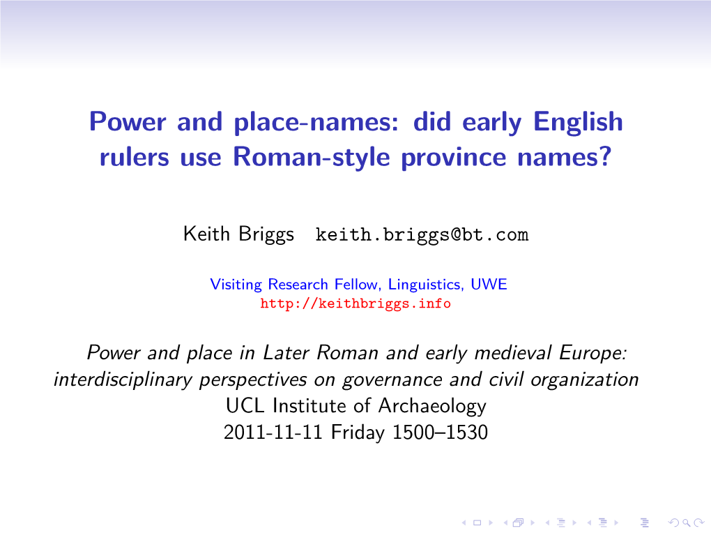 Did Early English Rulers Use Roman-Style Province Names?