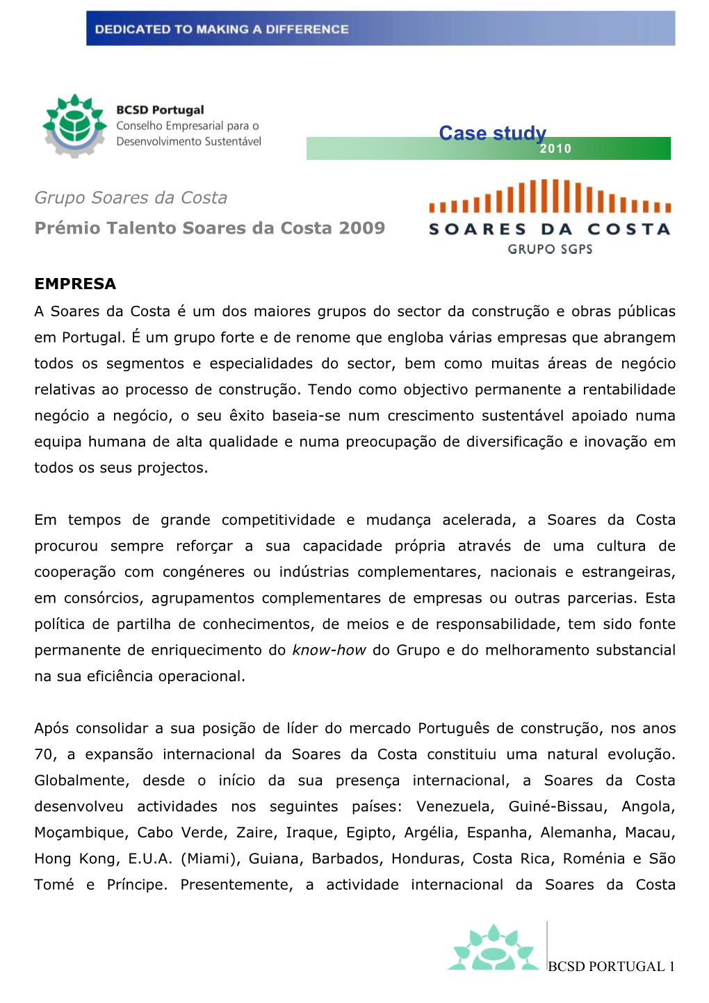 Grupo Soares Da Costa Case Study 2010