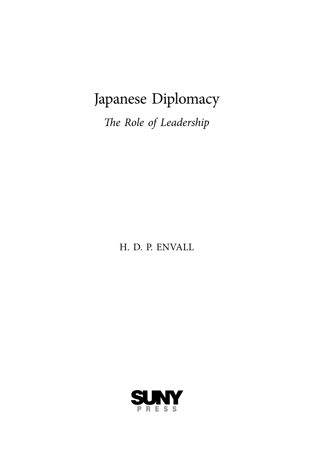 Japanese Diplomacy the Role of Leadership