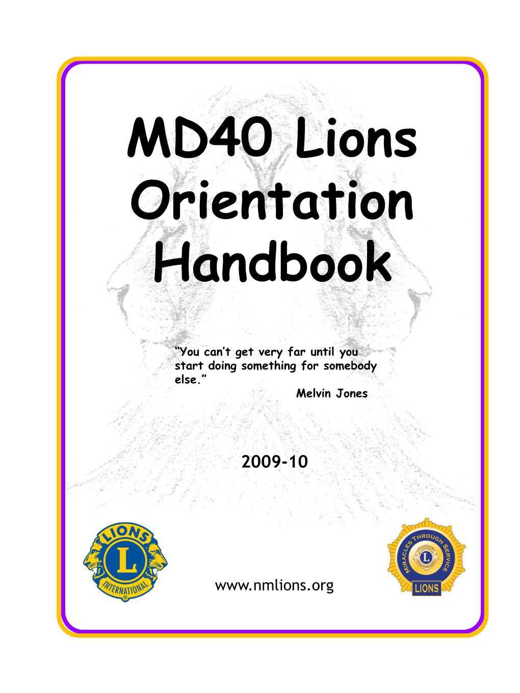 MD40 Lions Orientation Handbook