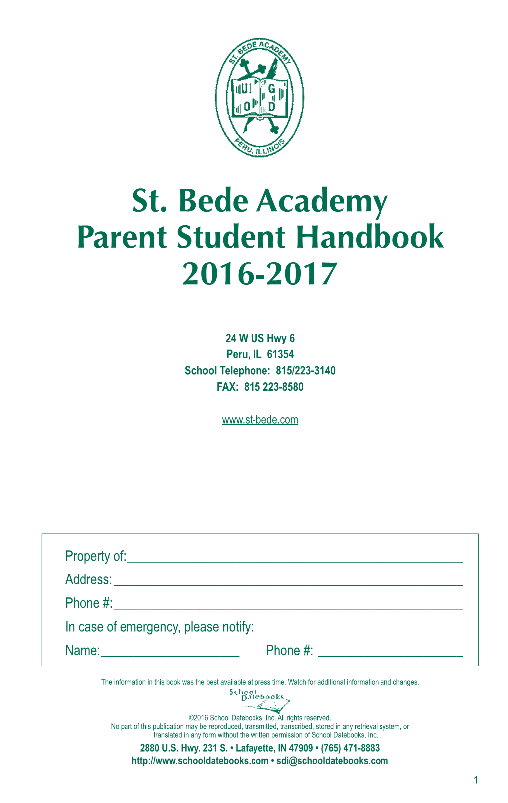 St. Bede Academy Parent Student Handbook 2016-2017