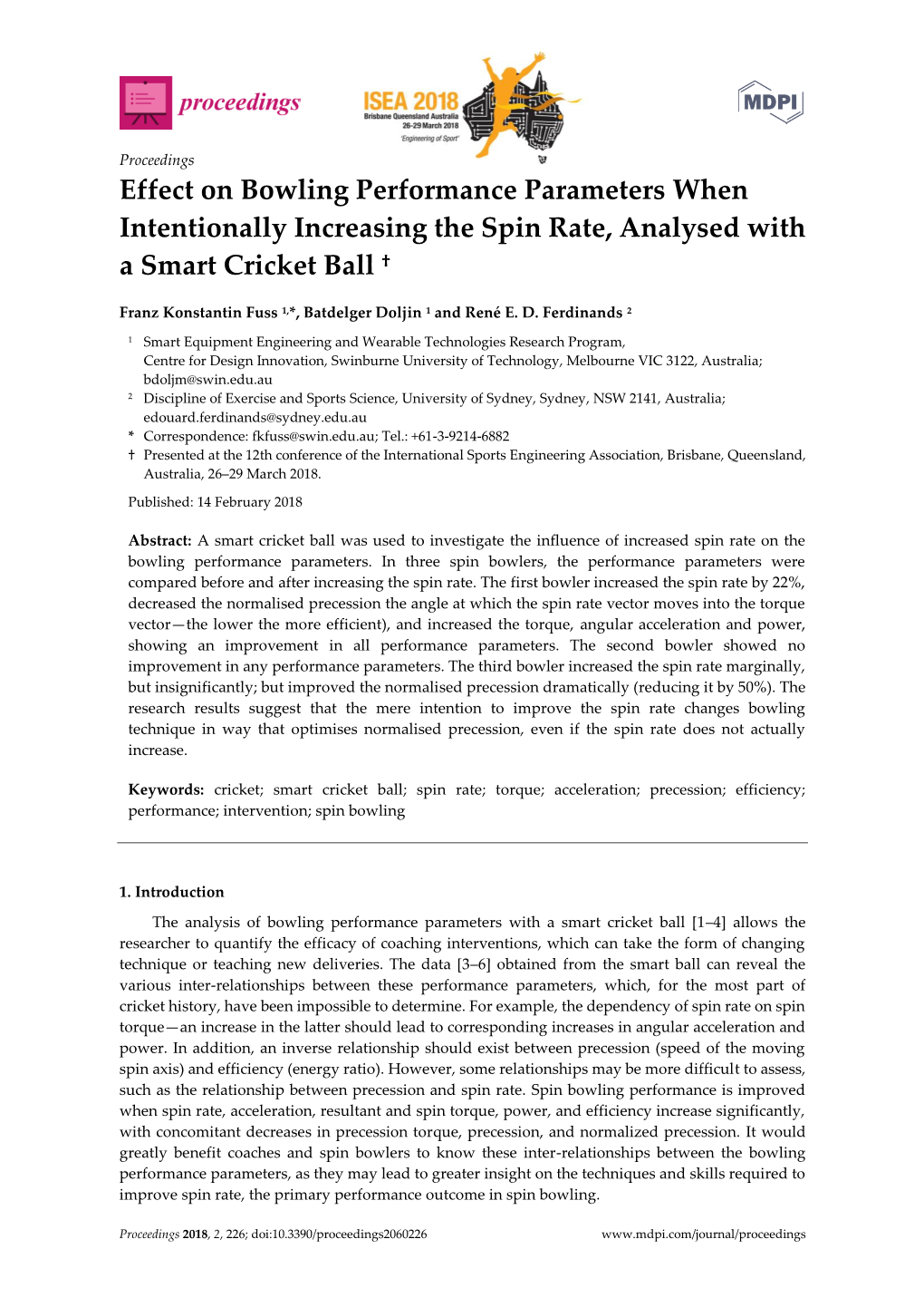 Effect on Bowling Performance Parameters When Intentionally Increasing the Spin Rate, Analysed with a Smart Cricket Ball †