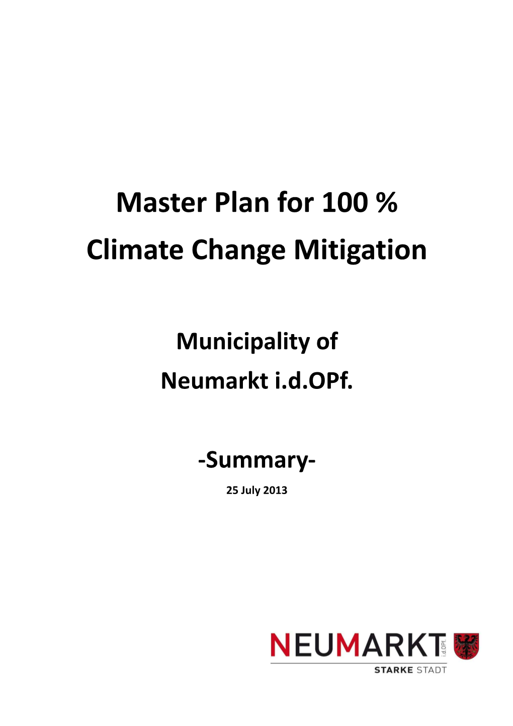 MASTERPLAN Climate Change Mitigation Neumarkt