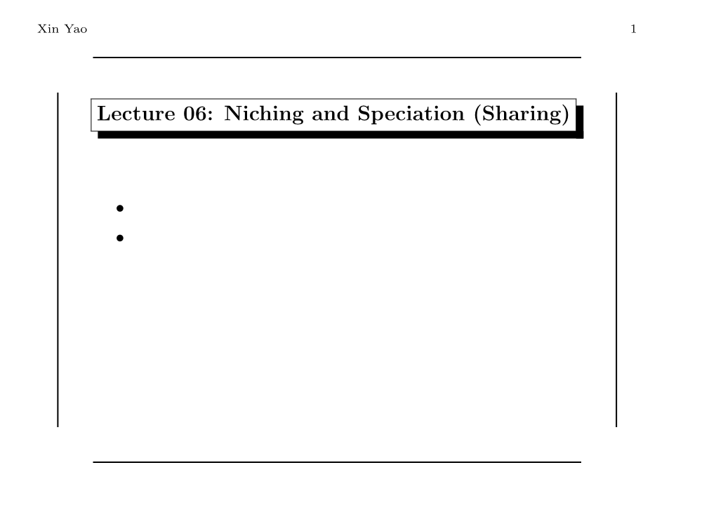 Niching and Speciation (Sharing)