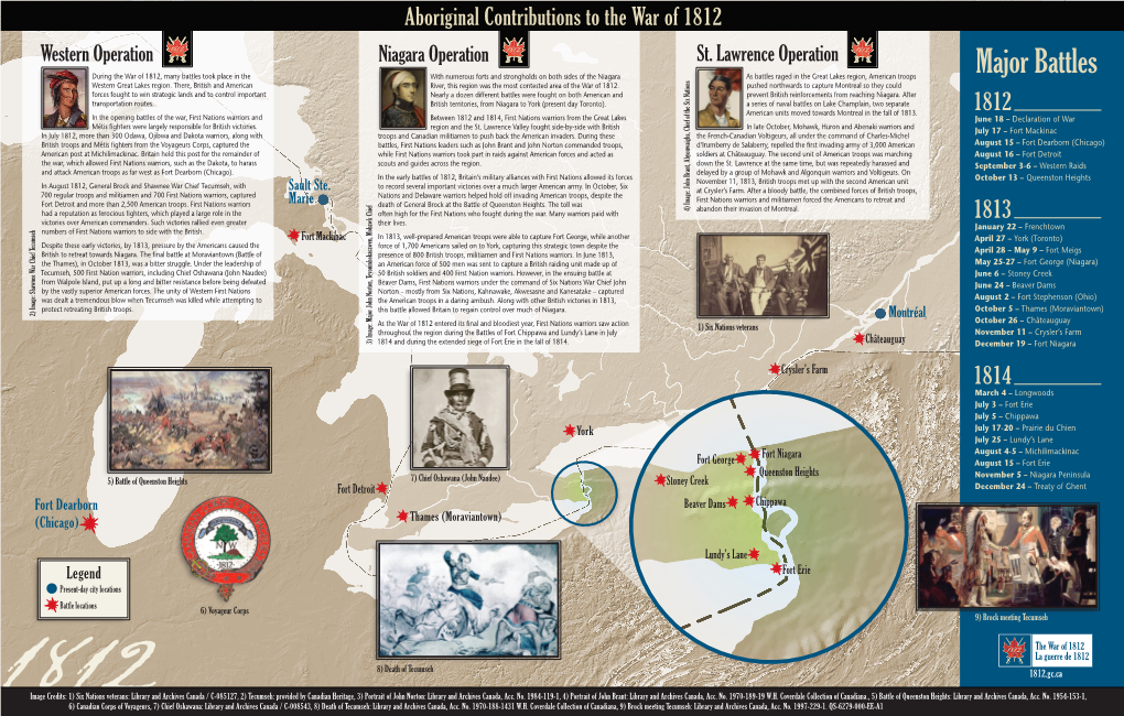 Aboriginal Contributions to the War of 1812 Western Operation Niagara Operation St