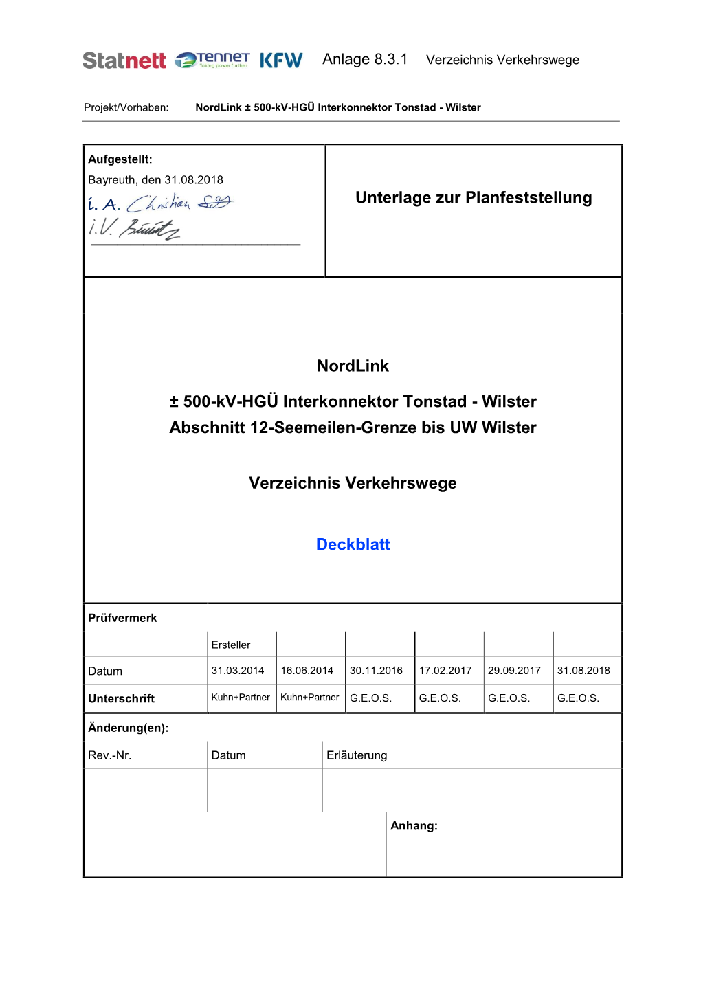 I. A. Unterlage Zur Planfeststellung