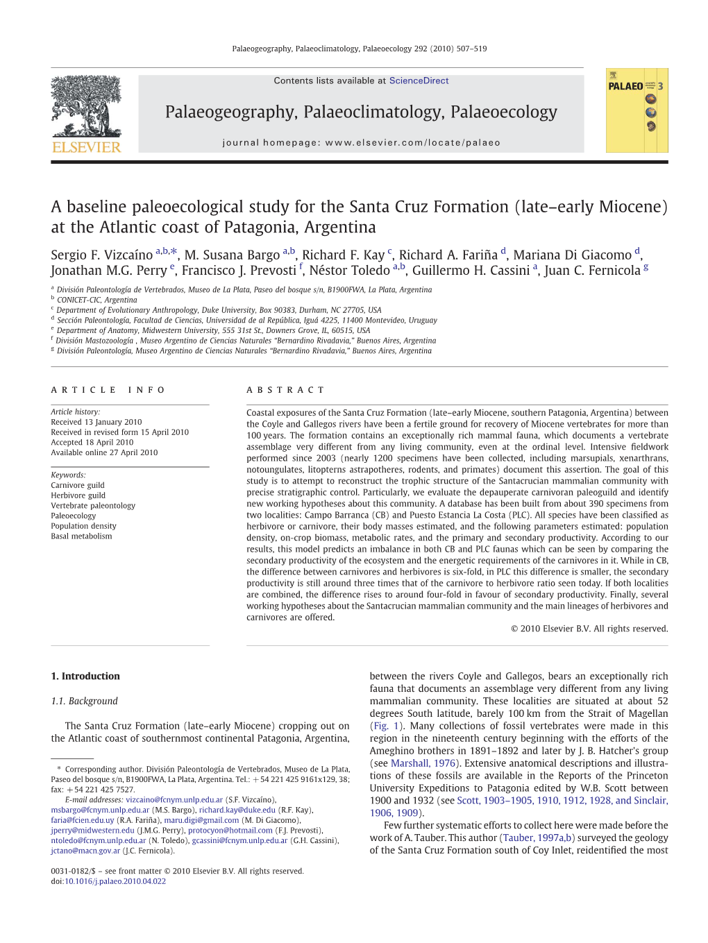 Late–Early Miocene) at the Atlantic Coast of Patagonia, Argentina