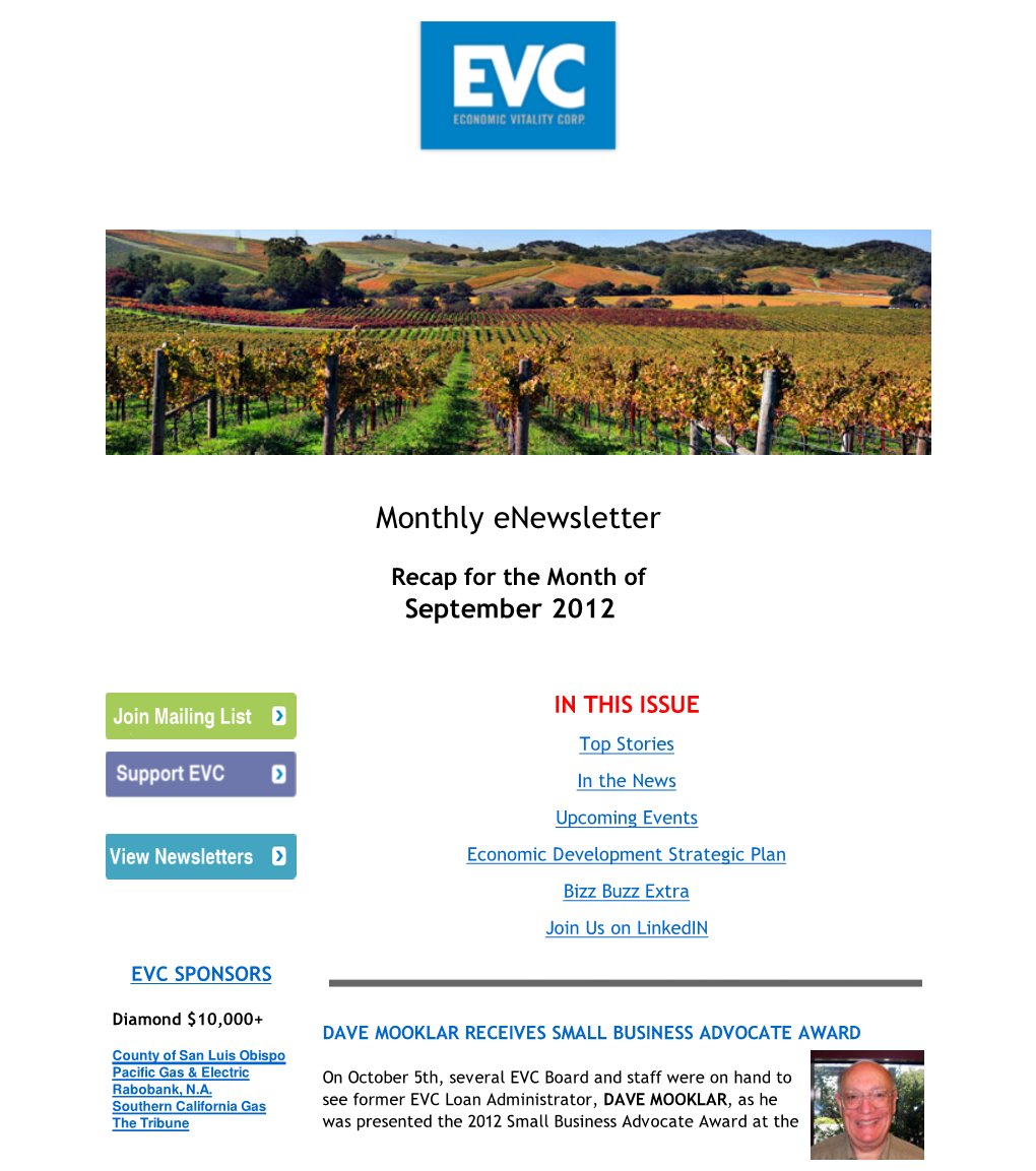 EVC E-Newsletter - Recap for Month of September