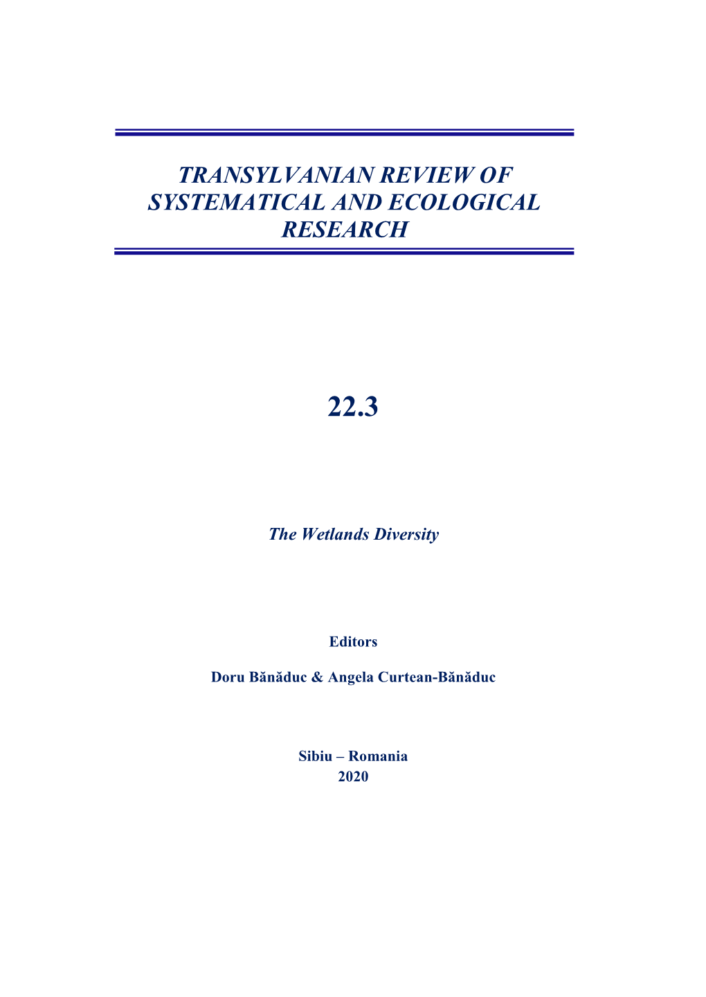 Transylvanian Review of Systematical and Ecological Research