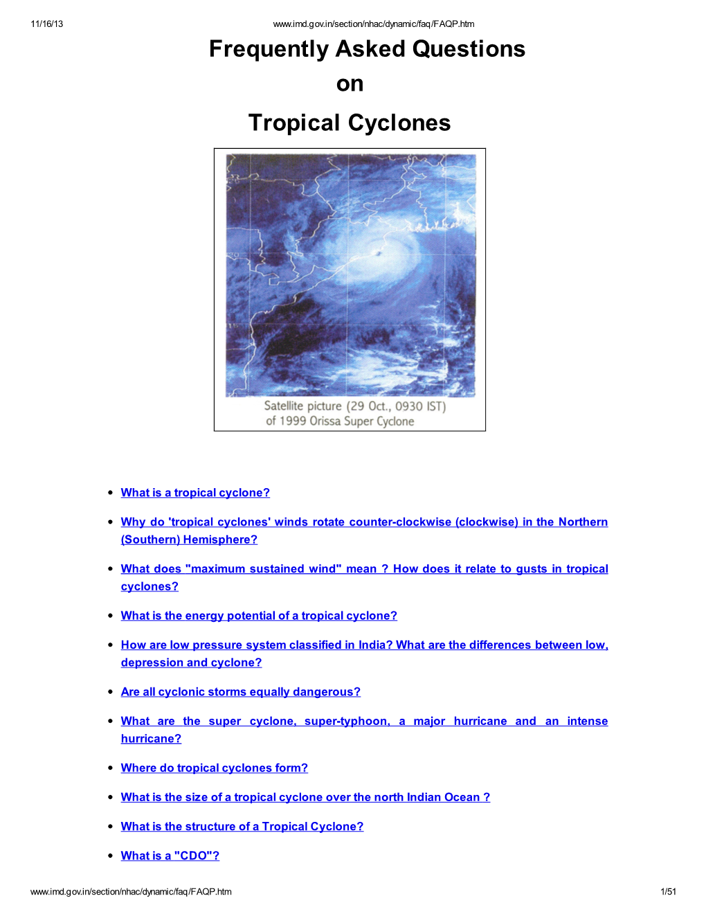 Frequently Asked Questions on Tropical Cyclones