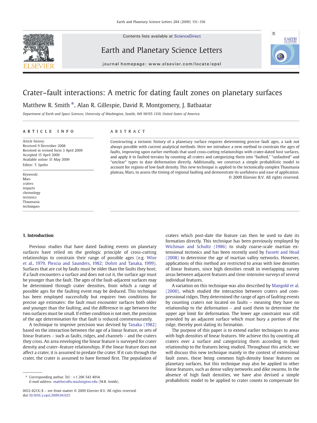 Crater–Fault Interactions: a Metric for Dating Fault Zones on Planetary Surfaces