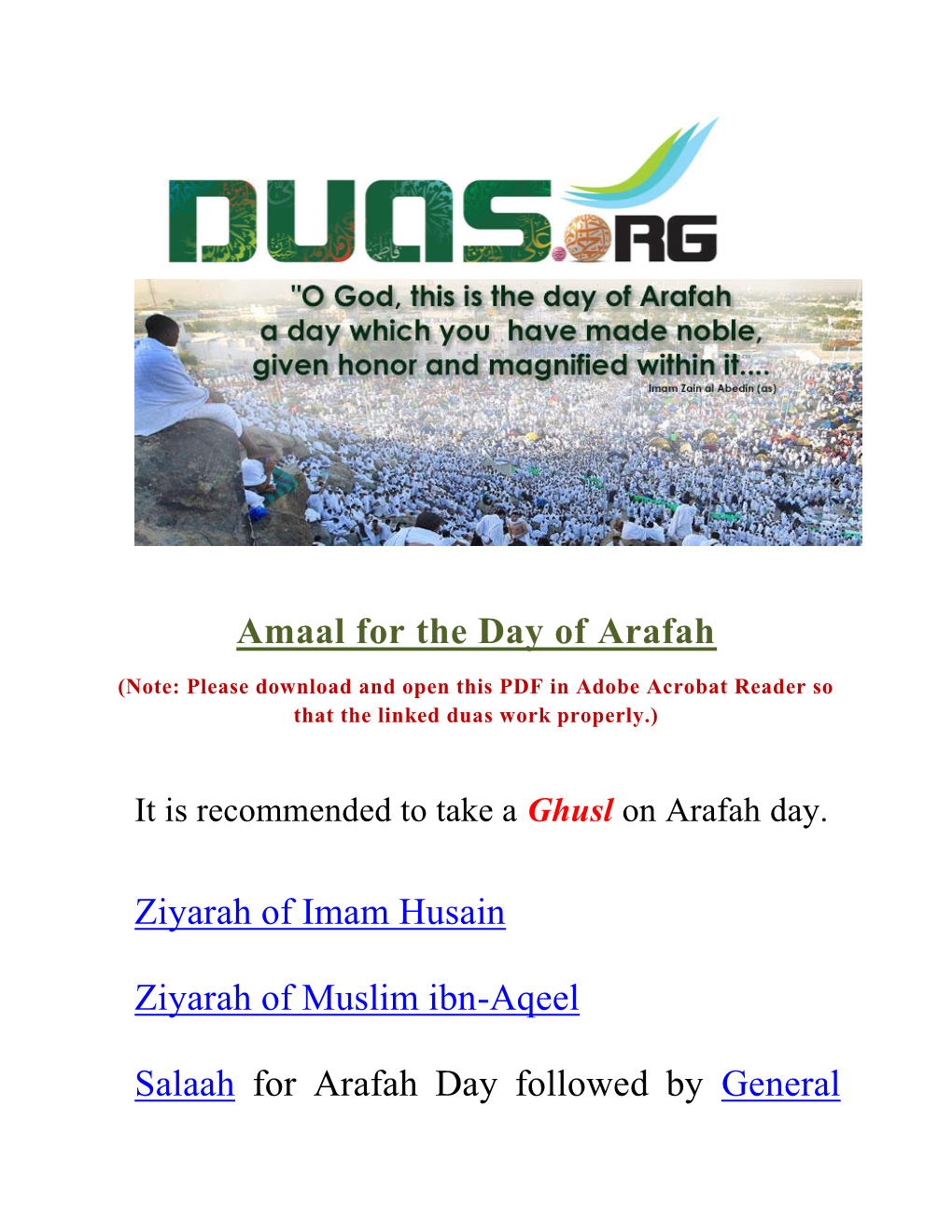 Arafah Day Amaal 2