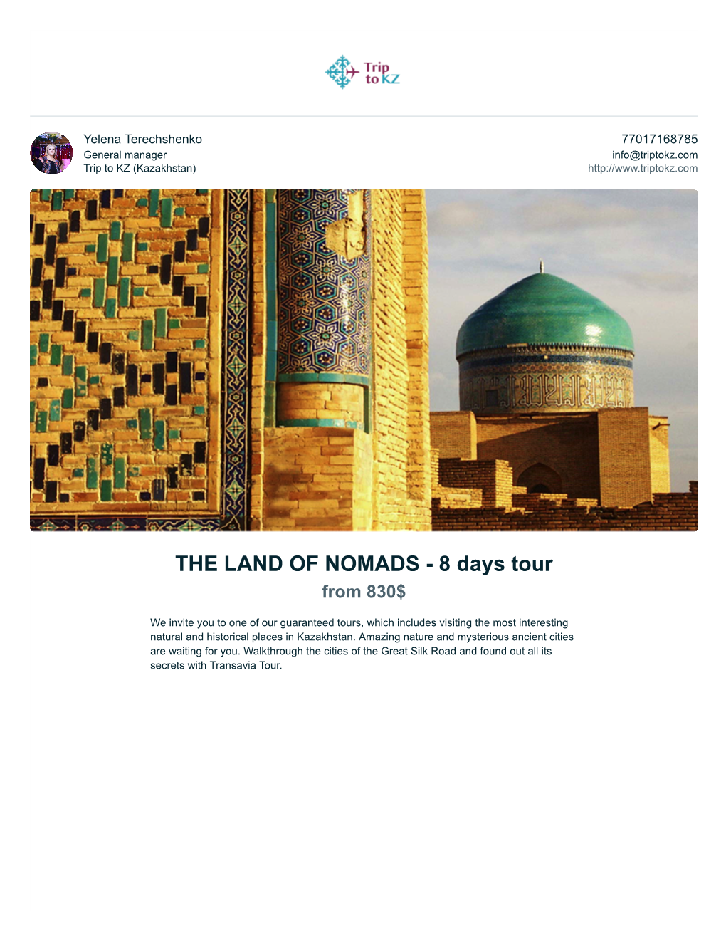 THE LAND of NOMADS - 8 Days Tour from 830$