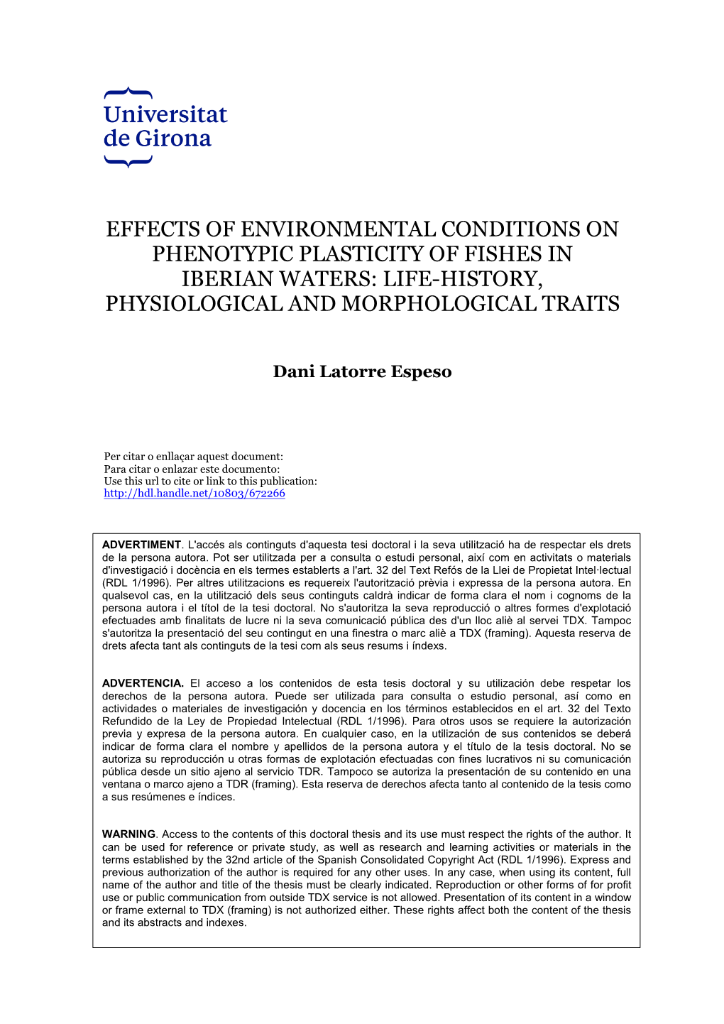 Effects of Environmental Conditions on Phenotypic Plasticity of Fishes in Iberian Waters: Life-History, Physiological and Morphological Traits