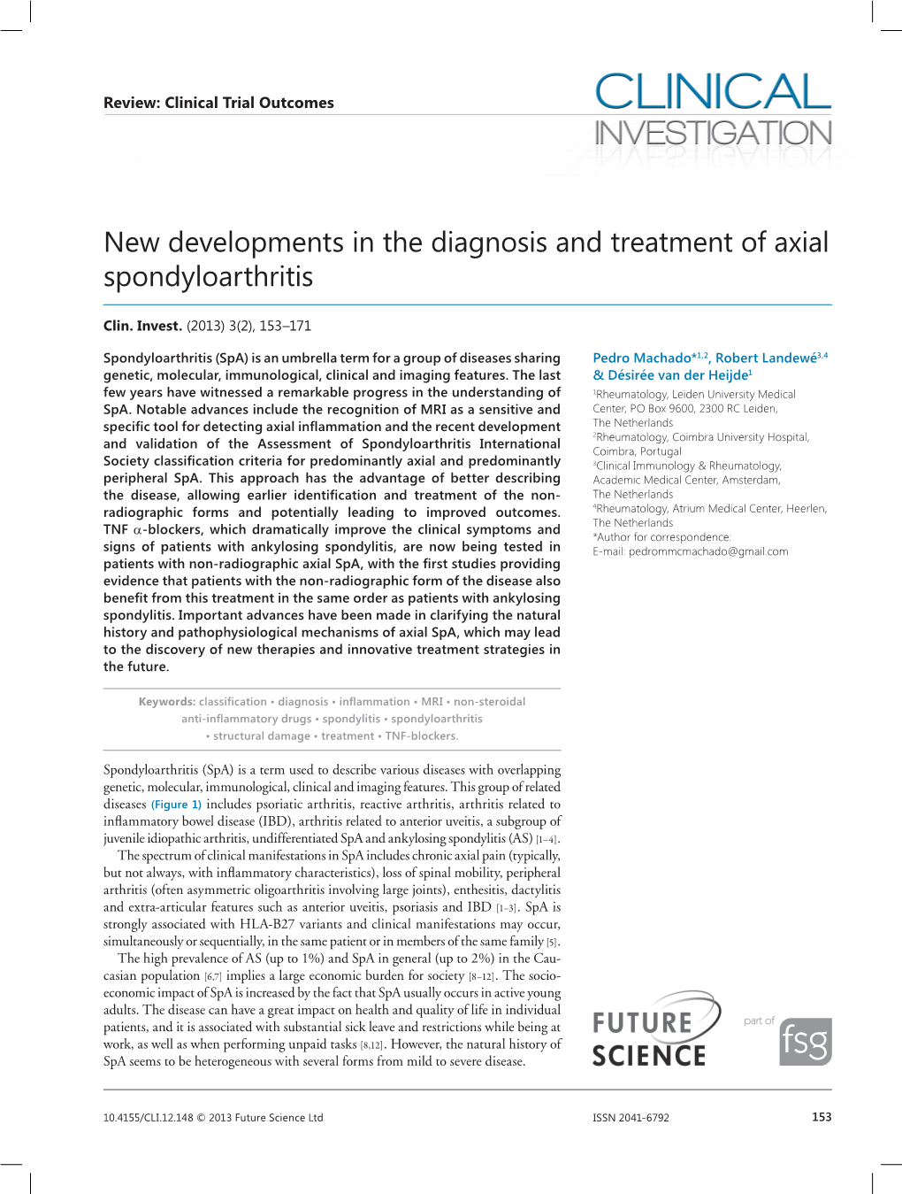 New Developments in the Diagnosis and Treatment of Axial Spondyloarthritis