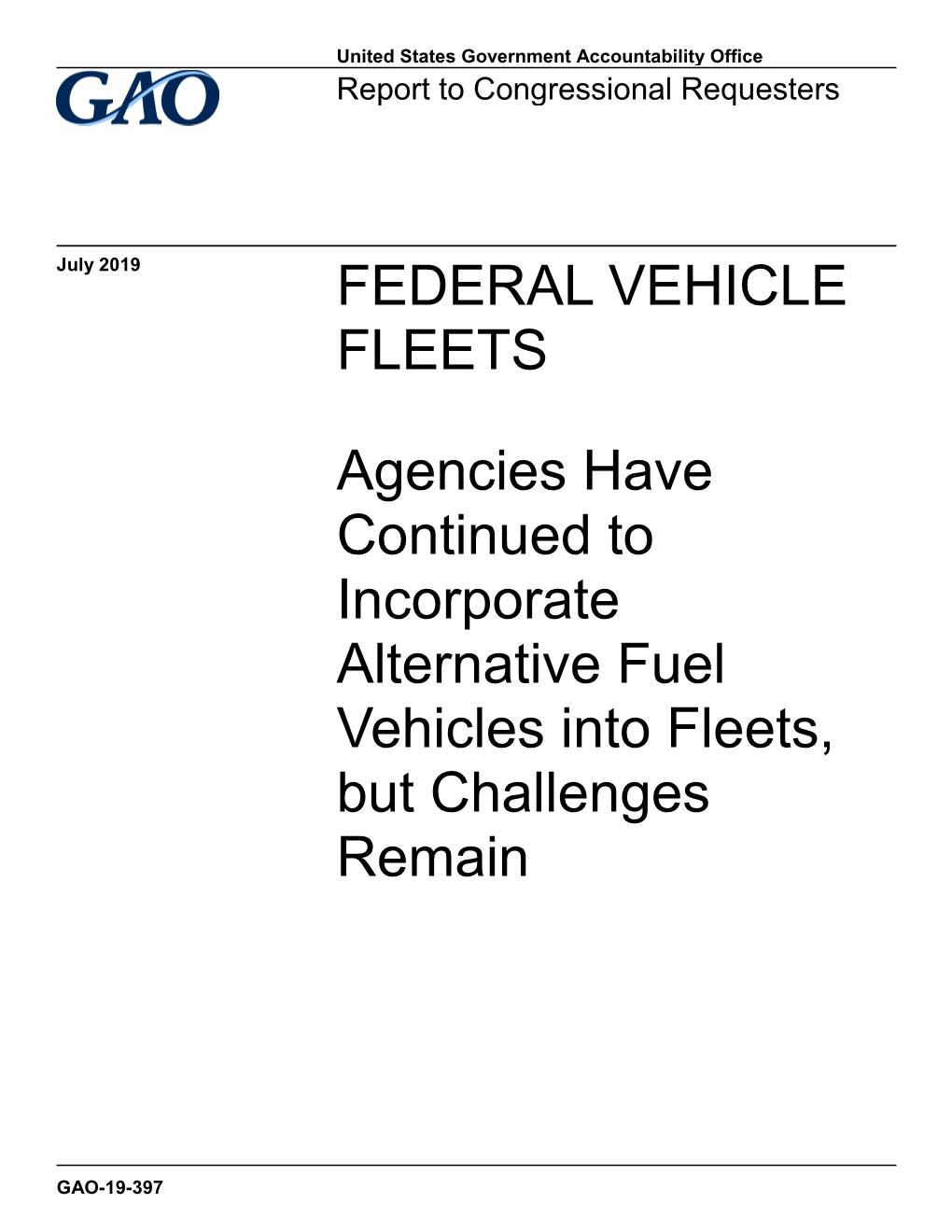 Gao-19-397, Federal Vehicle Fleets