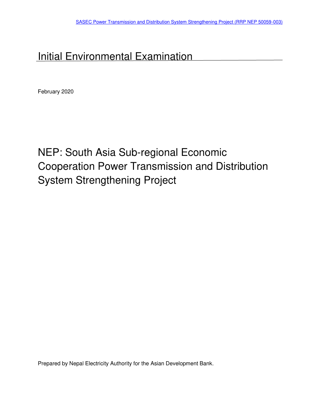 Initial Environmental Examination