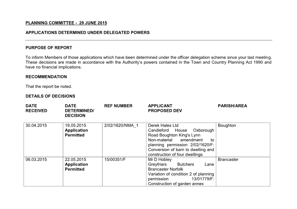 Planning Committee - 29 June 2015