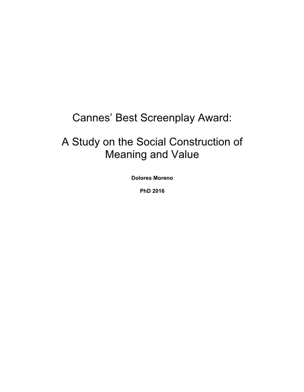 Cannes' Best Screenplay Award