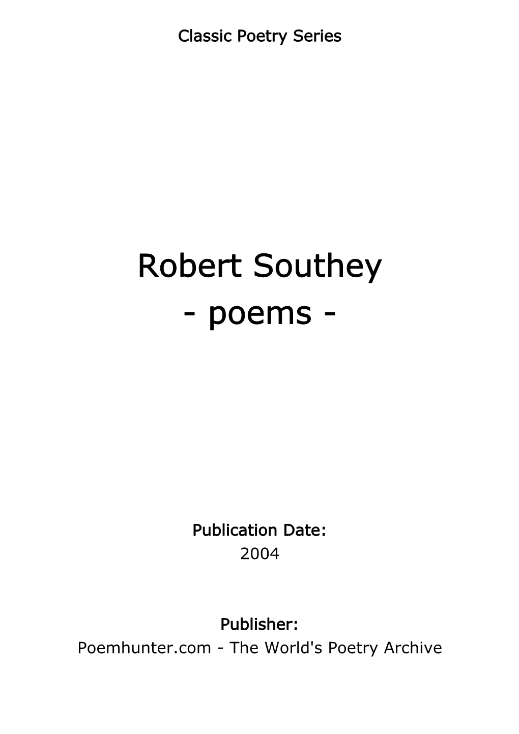 Robert Southey - Poems