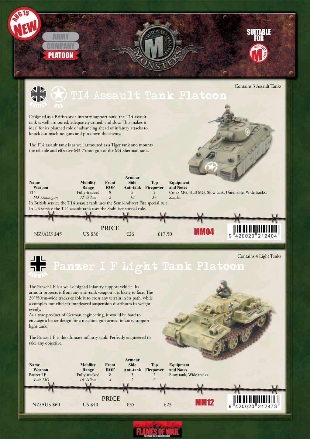 T14 Assault Tank Platoon Panzer I F Light Tank Platoon