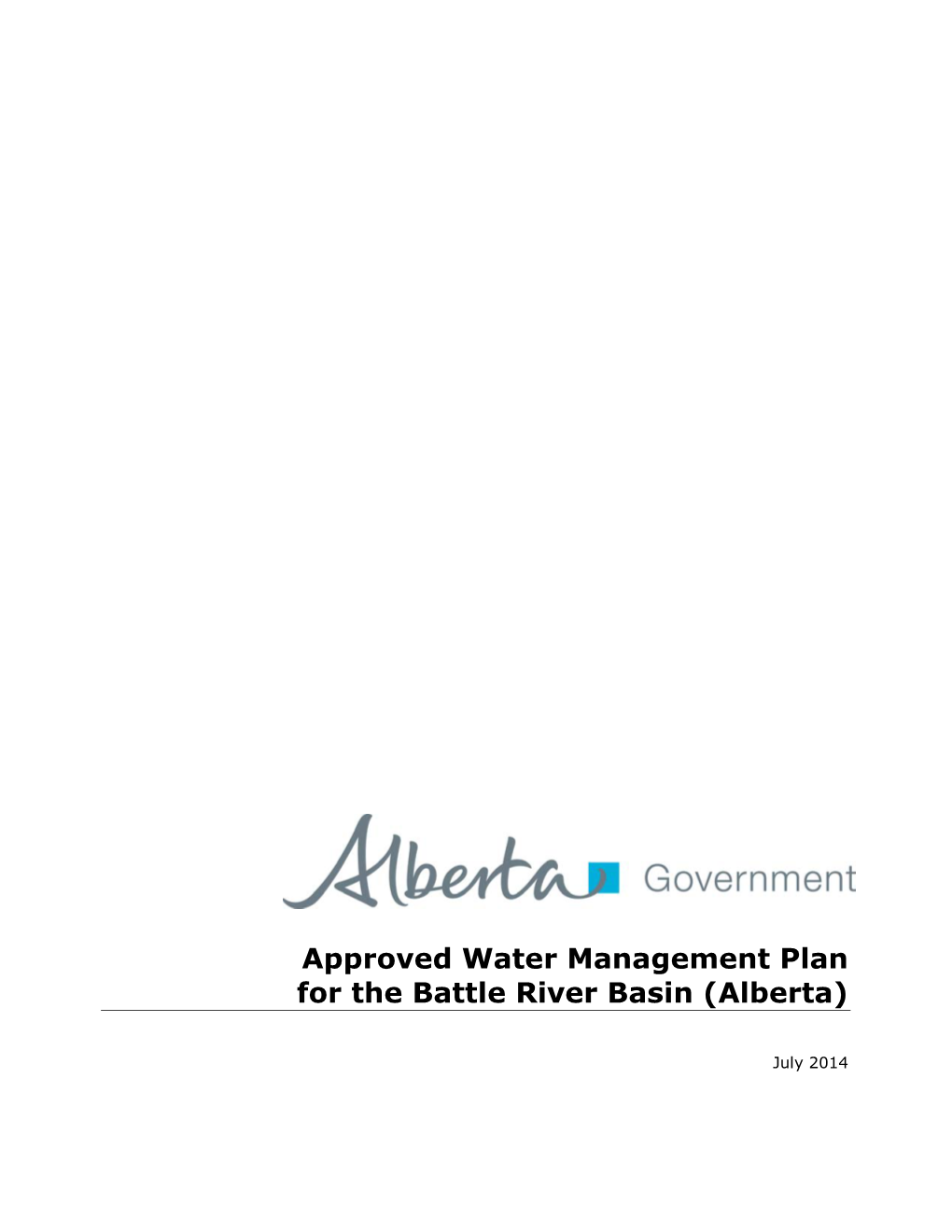 Approved Water Management Plan for the Battle River Basin (Alberta)