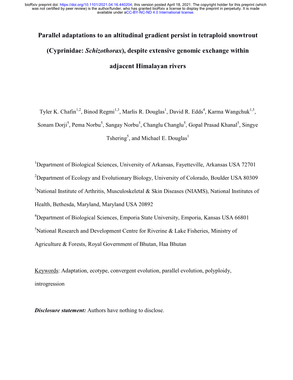 Parallel Adaptations to an Altitudinal Gradient Persist in Tetraploid Snowtrout