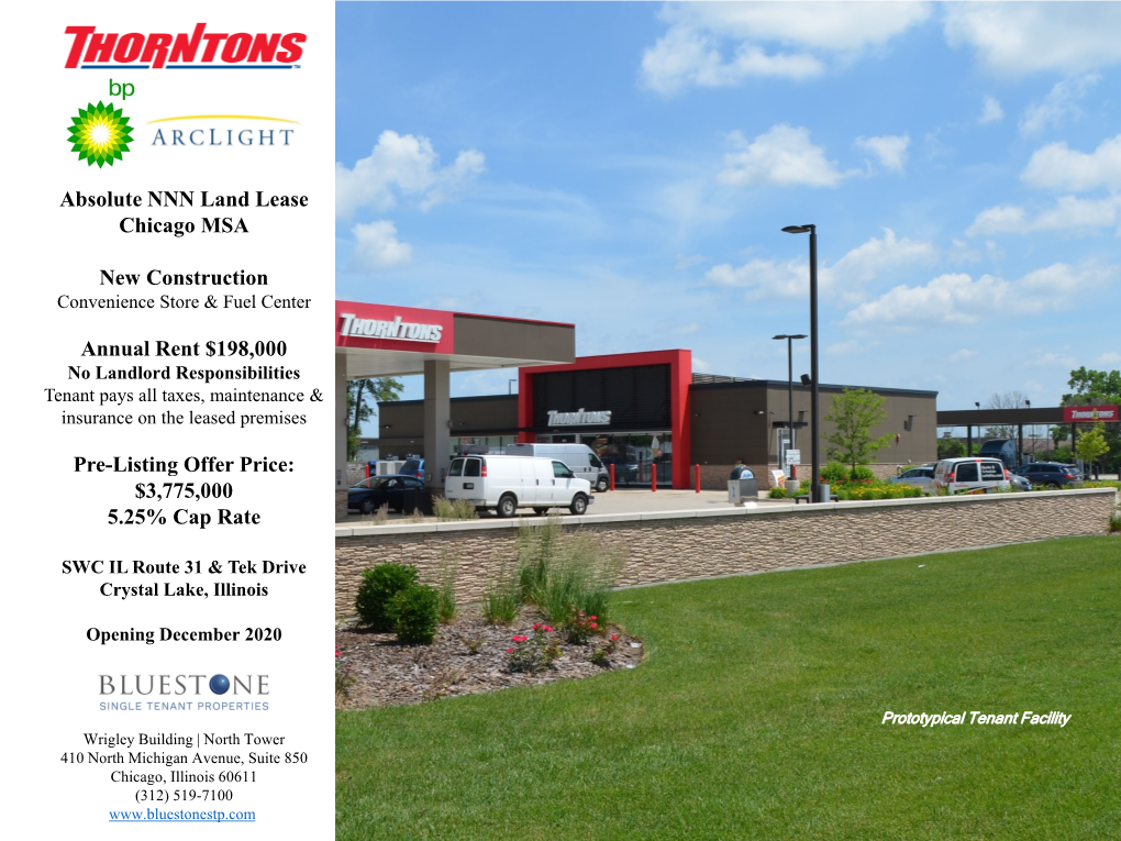 Absolute NNN Land Lease Chicago MSA New Construction Annual