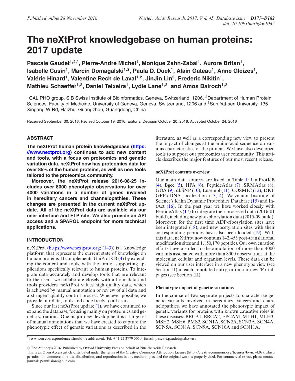 The Nextprot Knowledgebase on Human Proteins