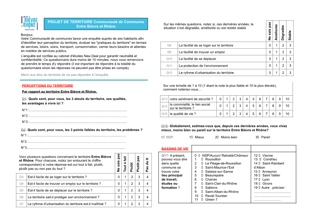 PROJET DE TERRITOIRE Communauté De Communes Entre