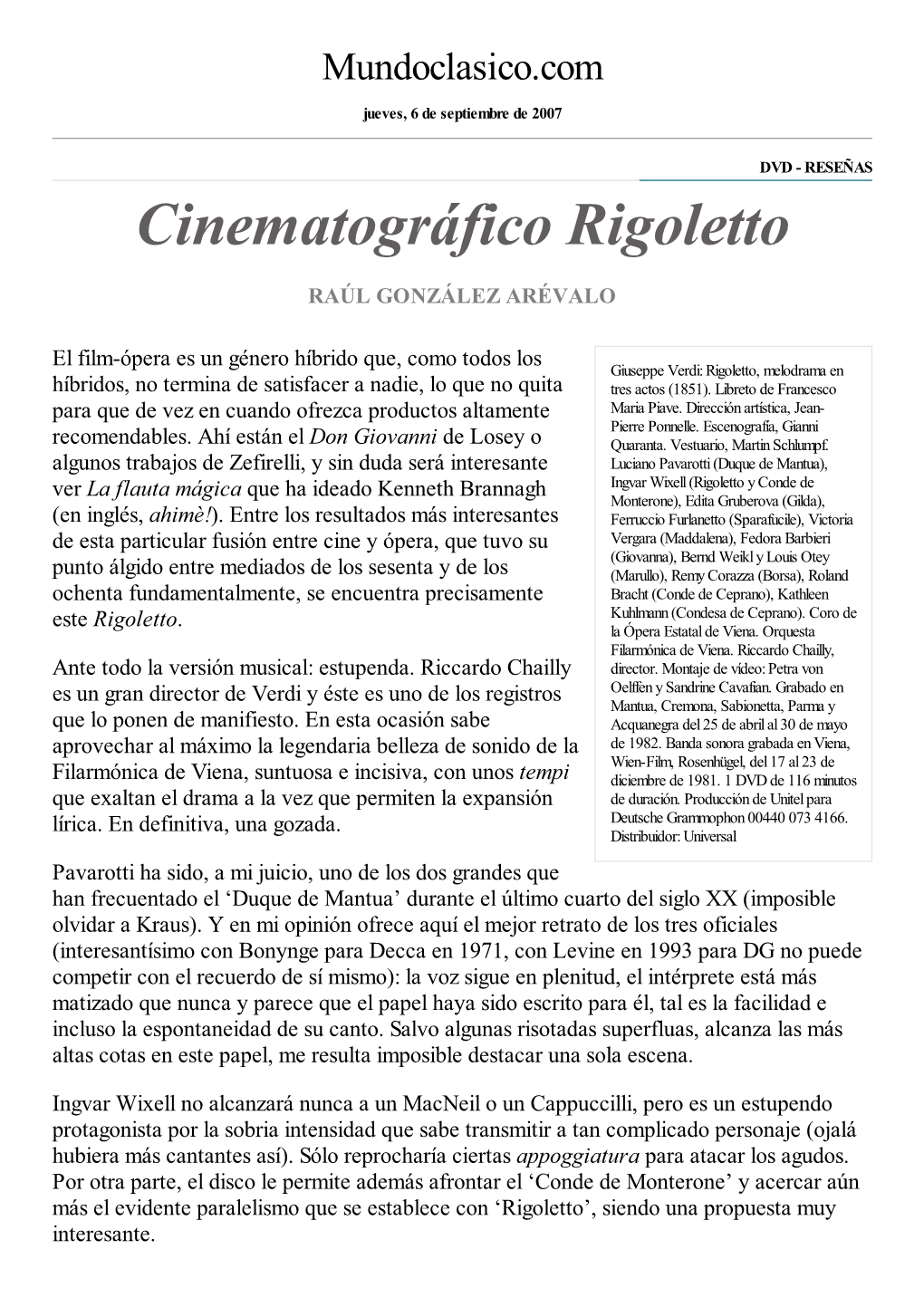 Cinematográfico Rigoletto