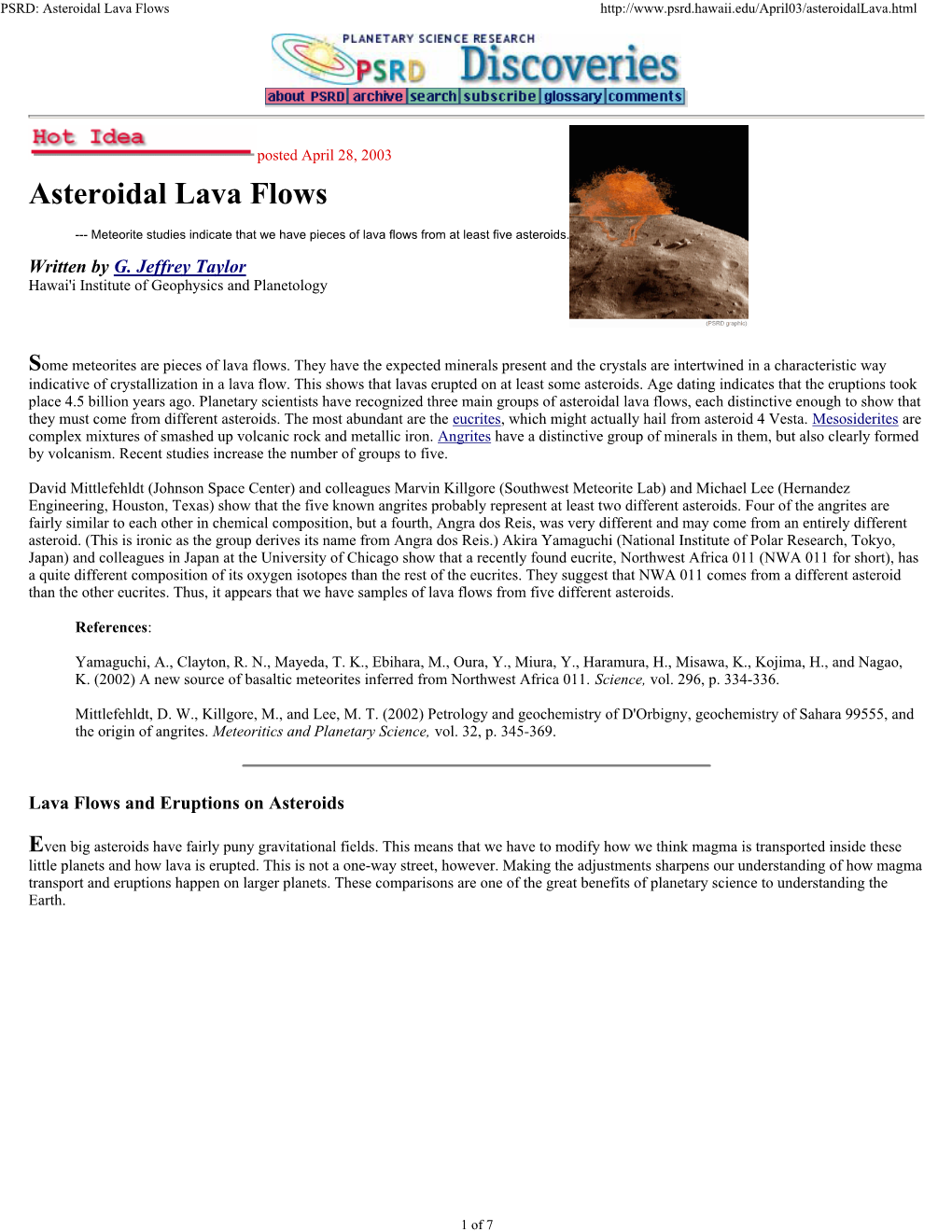 Asteroidal Lava Flows