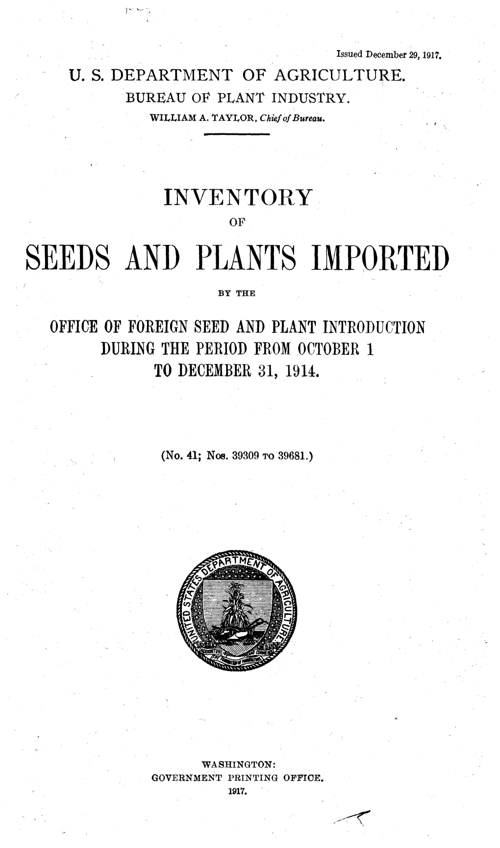 Seeds and Plants Imported