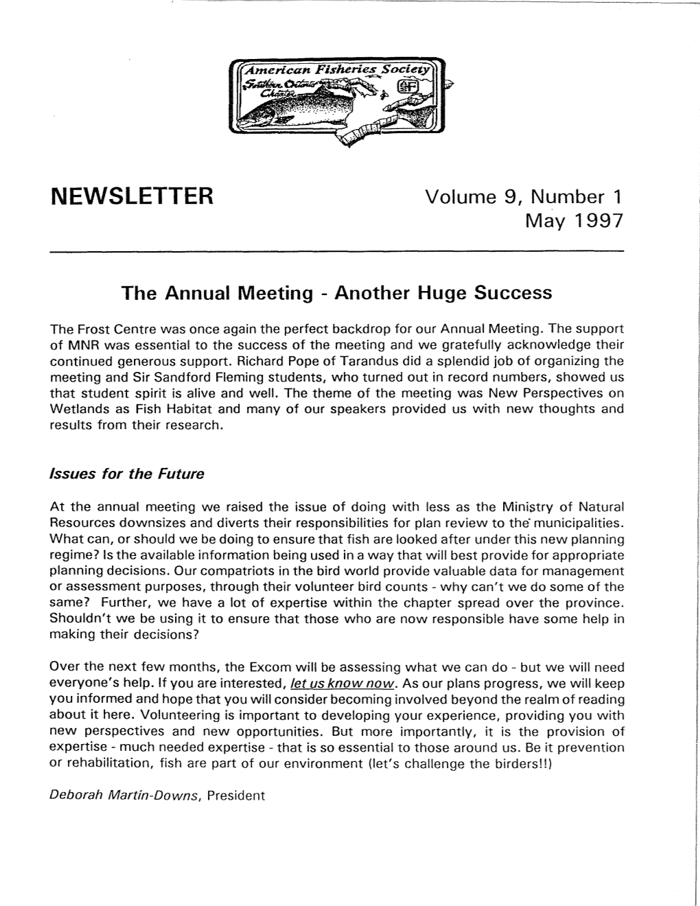 NEWSLETTER Volume 9, Number 1 May 1997