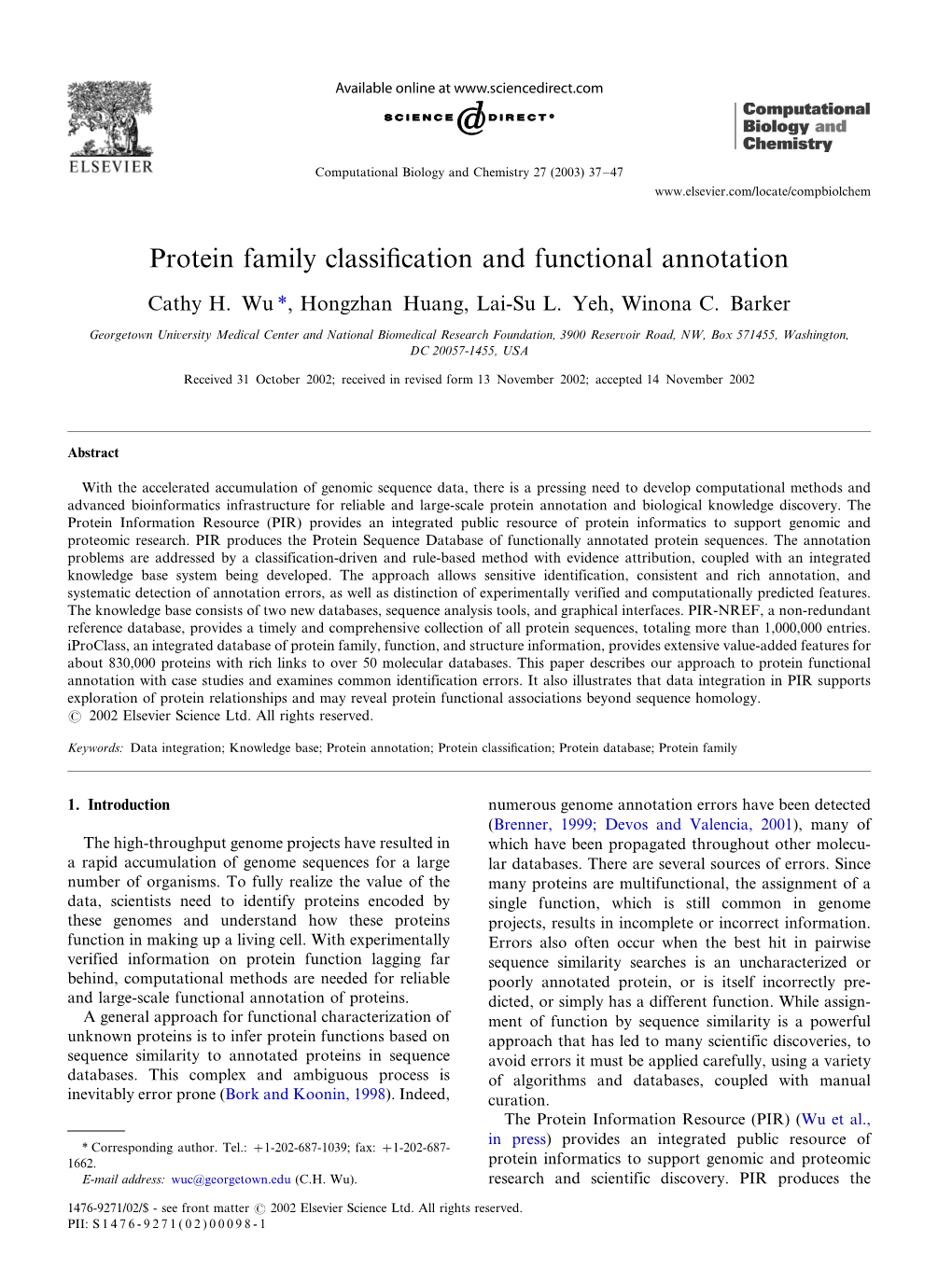 Protein Family Classification and Functional Annotation